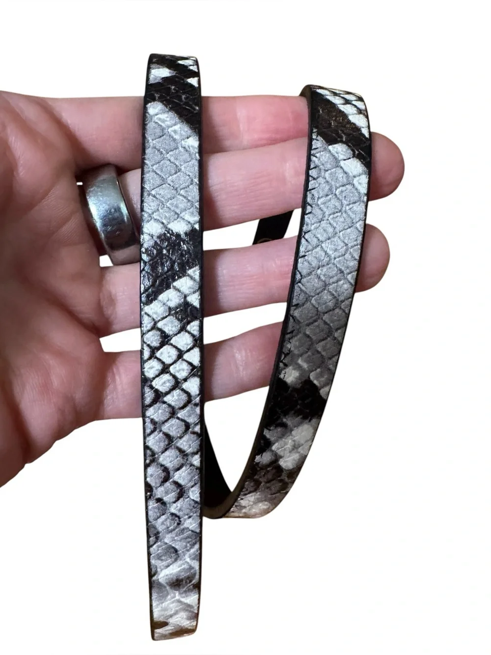 J.Crew Italian Leather Skinny Snake python Belt S NWT